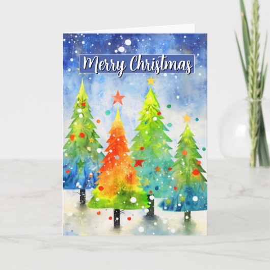 メリークリスマス抽象芸術ツリー カード (正面)