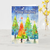 メリークリスマス抽象芸術ツリー カード (黄色い花)