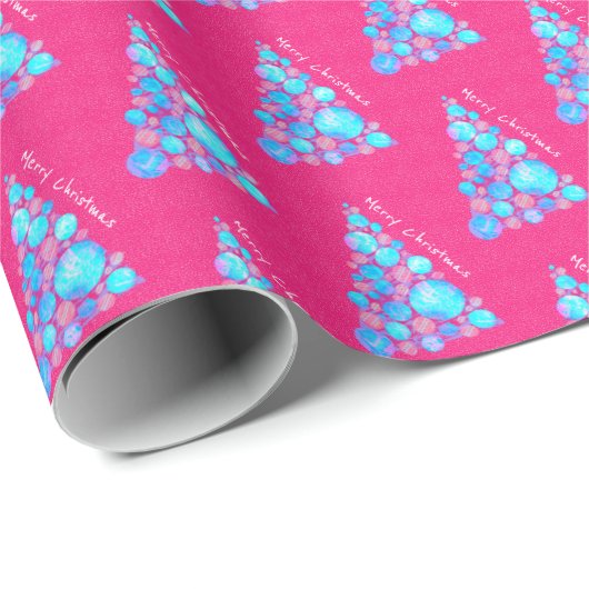 メリークリスマス抽象芸術パープルツリーピンク紙 ラッピングペーパー (ロールコーナー)