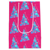 メリークリスマス抽象芸術パープルツリーホリデー ミディアムペーパーバッグ (裏面)