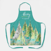 メリークリスマス抽象芸術冬季水彩 エプロン (正面)