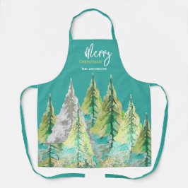 メリークリスマス抽象芸術冬季水彩 エプロン