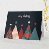 メリークリスマス抽象芸術松クリスマスツリーデザイン カード (黄色い花)