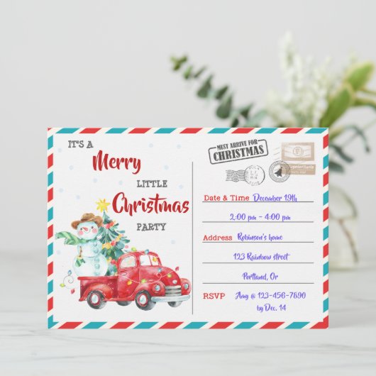 メリークリスマス招待クリスマスパーティー招待状 招待状 (スタンド正面)