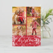 メリークリスマス数々のコラージュ写真レッド シーズンカード (スタンド正面)