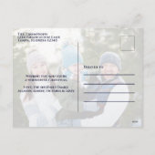 メリークリスマス数々のフォトコラージュタイポグラフィ シーズンポストカード (裏面)