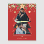 メリークリスマス数々のフォトツリーレッドホリデーカード (正面)