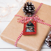 メリークリスマス数々のフォトツリーレッドホリデー ギフトタグ