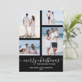 メリークリスマス数々のフォトブラックホリデーカード シーズンカード (スタンド正面)