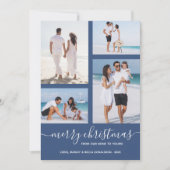 メリークリスマス数々のフォトブルーホリデーカード シーズンカード (正面)