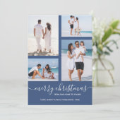 メリークリスマス数々のフォトブルーホリデーカード シーズンカード (スタンド正面)