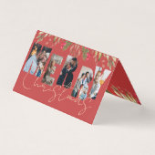 メリークリスマス数々のフォトレッド金ゴールドホリデーカード (正面)