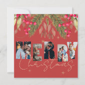 メリークリスマス数々のフォトレッド金ゴールドホリデーカード (正面)