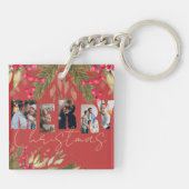 メリークリスマス数々のフォトレッド金ゴールドホリデーギフト キーホルダー (裏面)