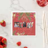 メリークリスマス数々のフォトレッド金ゴールドホリデーパーティー スタンダードカクテルナプキン (インサイチュ)