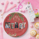 メリークリスマス数々のフォトレッド金ゴールドホリデーパーティー ペーパープレート (パーティー)