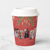 メリークリスマス数々のフォトレッド金ゴールドホリデーパーティー 紙コップ (裏面)