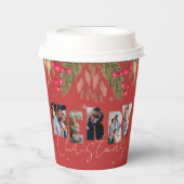 メリークリスマス数々のフォトレッド金ゴールドホリデーパーティー 紙コップ (正面)