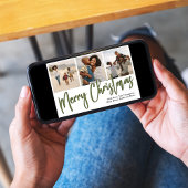 メリークリスマス数々の写真グリーン書道 シーズンカード