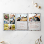 メリークリスマス数々の写真家族の素朴な木 三つ折りクリスマスカード (内部)