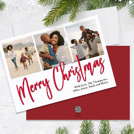 メリークリスマス数々の写真赤書道台本 シーズンカード
