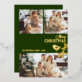 メリークリスマス数々の家族 – 写真金ゴールド 箔シーズンカード