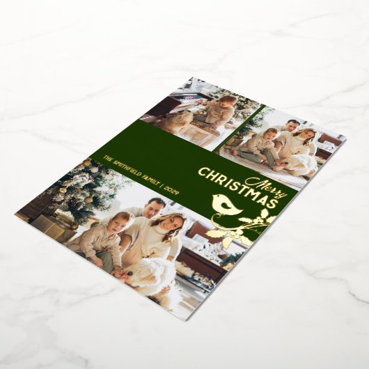 メリークリスマス数々の家族 – 写真金ゴールド 箔シーズンカード (回転した状態)