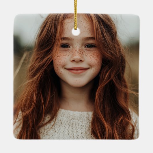 メリークリスマス数々の2枚フォトデザインレッド セラミックオーナメント (裏面)