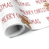 メリークリスマス文字とジンジャーブレッドマン ラッピングペーパー (ロールコーナー)