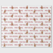 メリークリスマス文字とジンジャーブレッドマン ラッピングペーパー (フラット)