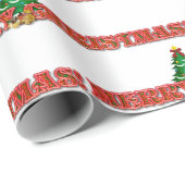 メリークリスマス文字とツリーホモダンリデイ ラッピングペーパー (ロールコーナー)