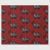 メリークリスマス文字インベアデザイン ラッピングペーパー (フラット)