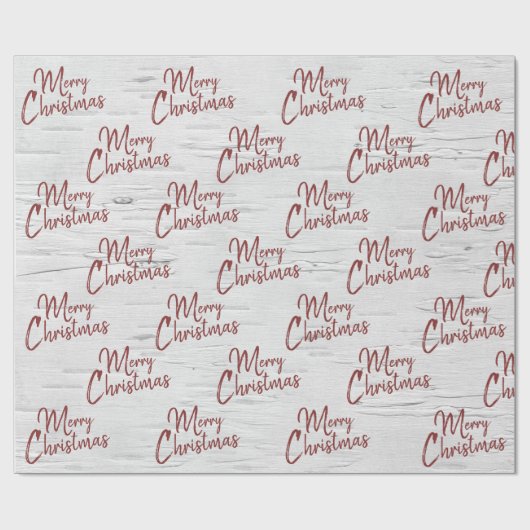 メリークリスマス文字オン樺の木 ラッピングペーパー (フラット)
