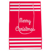 メリークリスマス文字クラシックレッドホワイトテンプレート ミディアムペーパーバッグ (裏面)