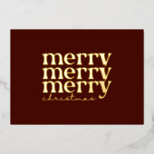 メリークリスマス文字グリーティングオンレッド 箔シーズンカード (正面)