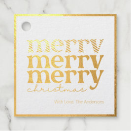 メリークリスマス文字グリーティングファミリーネーム金ゴールド フェイバータグ
