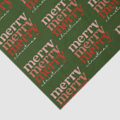 メリークリスマス文字グリーティングレッド&グリーンパターン 薄葉紙 (詳細)