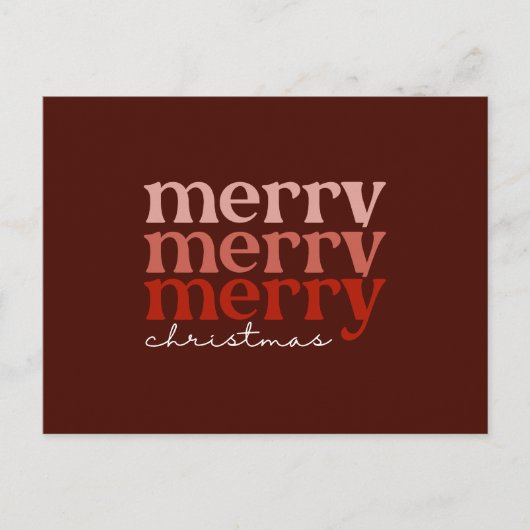 メリークリスマス文字グリーティングレッド シーズンポストカード (正面)