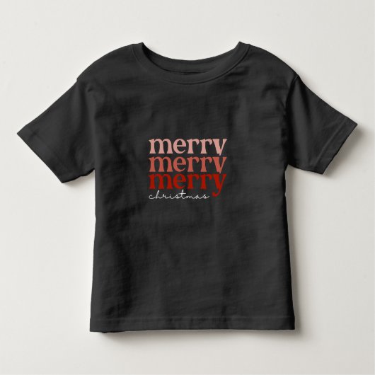 メリークリスマス文字グリーティングレッド トドラーTシャツ (正面)