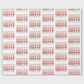 メリークリスマス文字グリーティング赤と白 ラッピングペーパー (フラット)