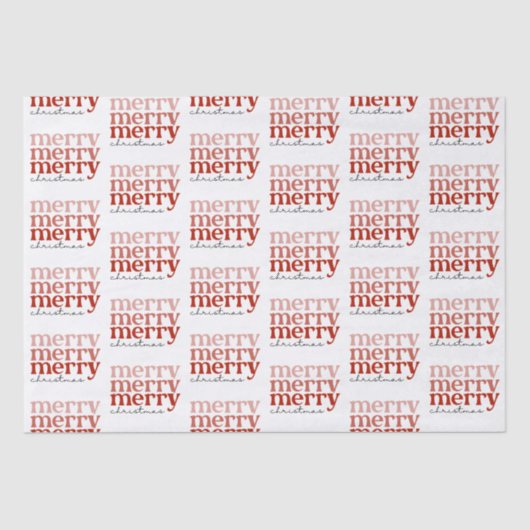 メリークリスマス文字グリーティング赤と白 薄葉紙 (正面)