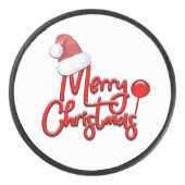 メリークリスマス文字サンタキャップ アイスホッケーパック (正面)