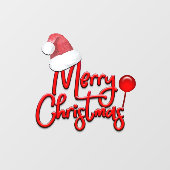 メリークリスマス文字サンタキャップ ウィンドウサイン (シート)