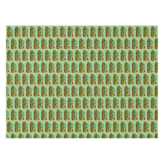 メリークリスマス文字タイポグラフィと鐘 テーブルクロス (正面(横))