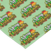 メリークリスマス文字タイポグラフィと鐘 テーブルクロス (アングル)