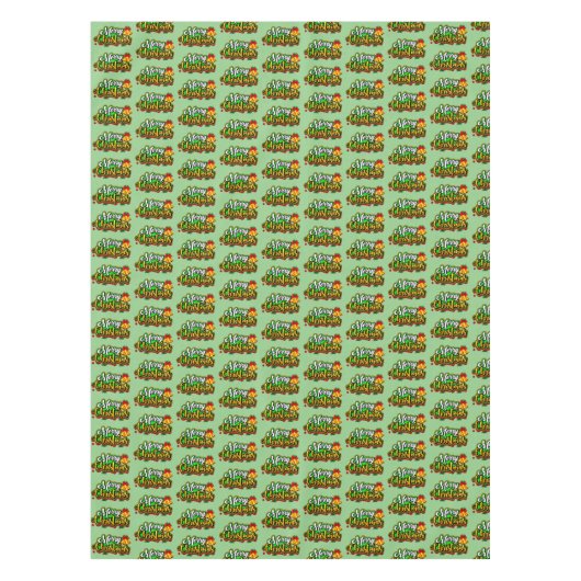 メリークリスマス文字タイポグラフィと鐘 テーブルクロス (正面)