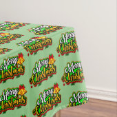 メリークリスマス文字タイポグラフィと鐘 テーブルクロス (インサイチュ)