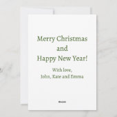 メリークリスマス文字ツリーミニマルレッドスノーフレーク シーズンカード (裏面)