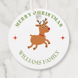 メリークリスマス文字トナカイ白 フェイバータグ