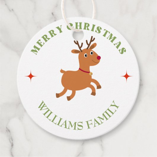 メリークリスマス文字トナカイ白 フェイバータグ (正面)
